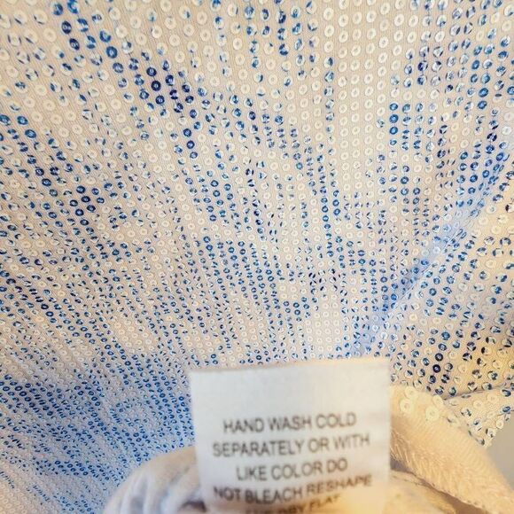 Crosby Womens Tops Sequenced Blue Short Sleeve Blue White Small - Picture 8 of 8